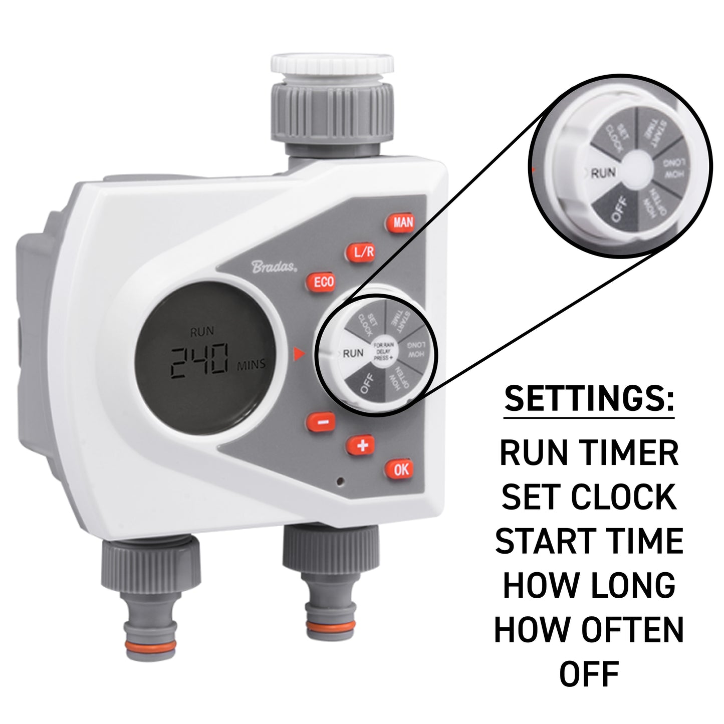 White Line 2-Way Electronic Control Water Timer