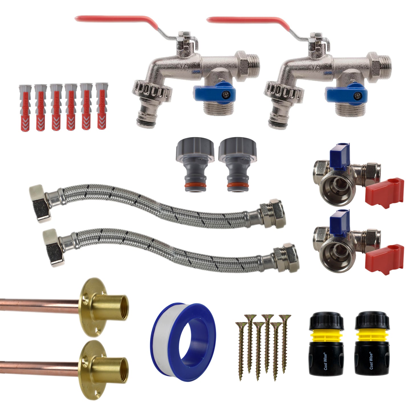 Double Lever Tap STANDARD Connection Kit x2