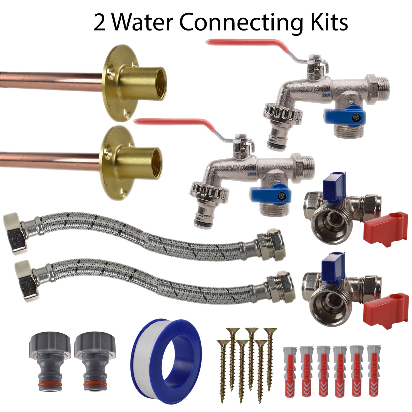 Double Lever Tap STANDARD Connection Kit x2