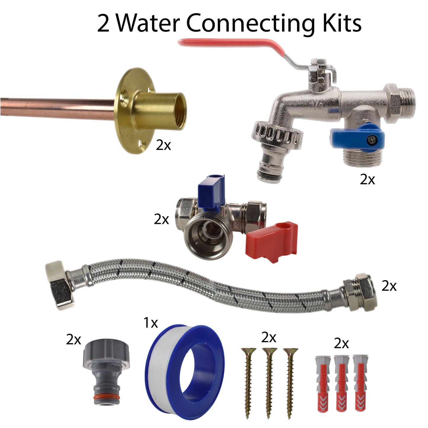 Double Lever Tap STANDARD Connection Kit x2