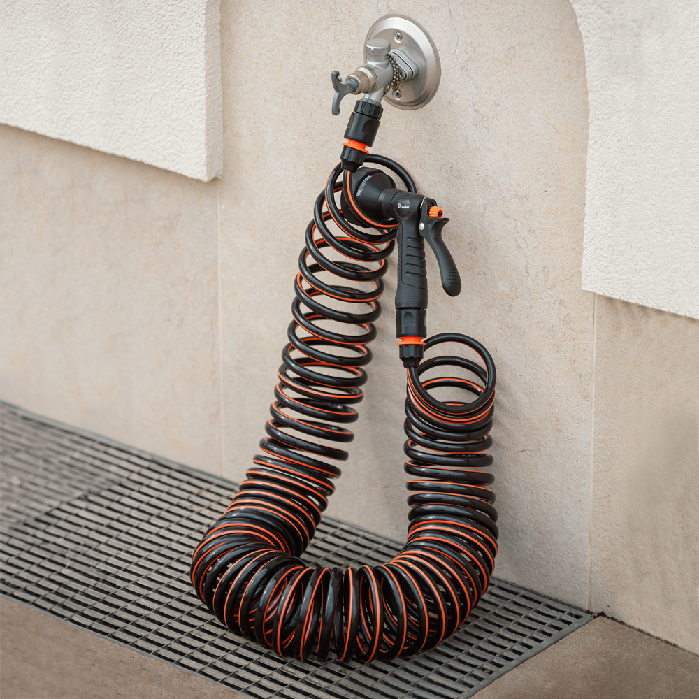 10 Metre Spiral Hose with Multi-Function Sprayer Set