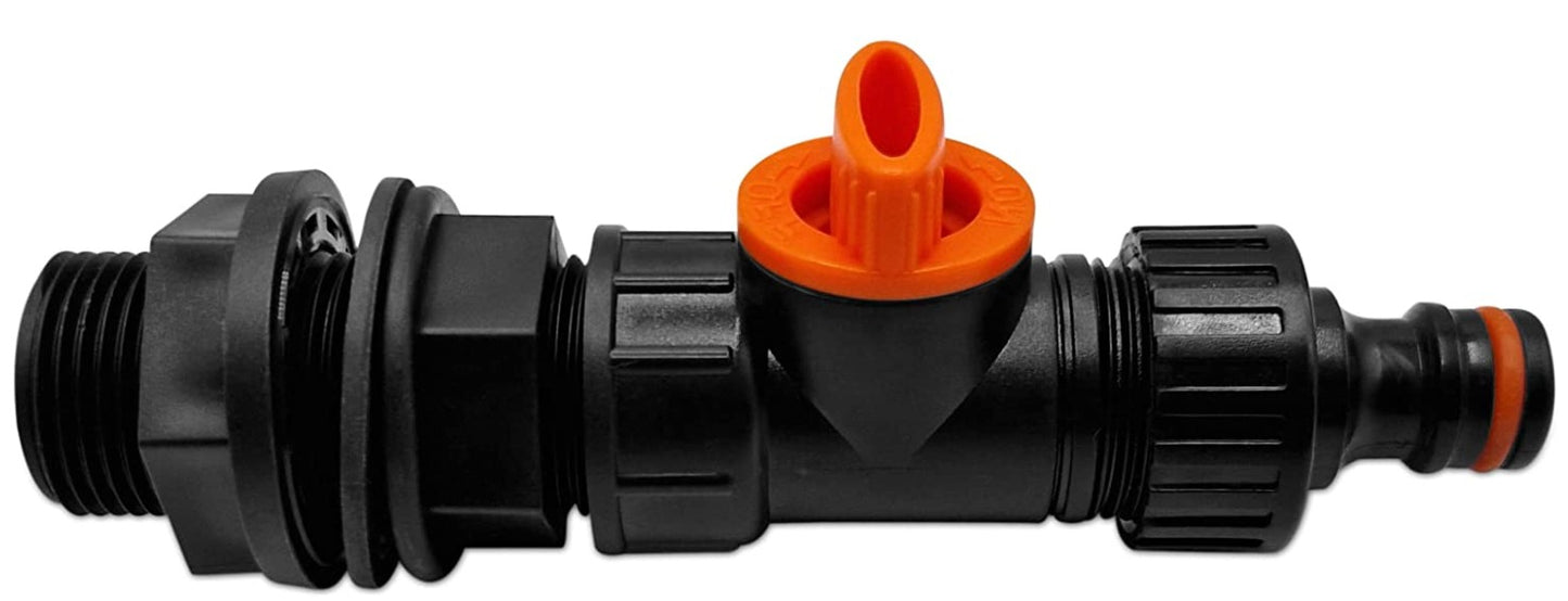 X001S0AM6L x1, 3/4" Water Butt Connector Ultimate Set - Control Water Flow with Built-in Valve and Secure Thread Connection with Additional Washer - Perfect for Water Butts and Storage Tanks. Set by MYPURECORE