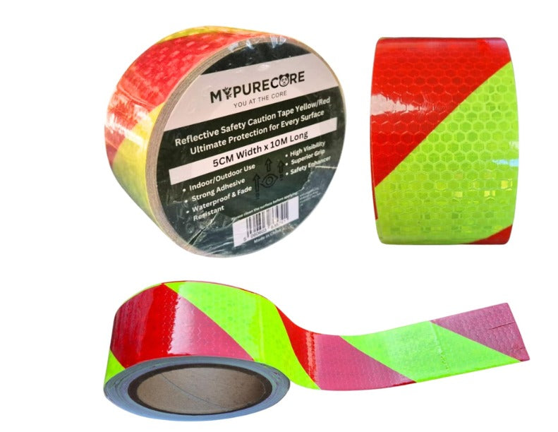 B0F7GFZRXDx1, Safety Tape Red and Yellow – 5cm x 10m