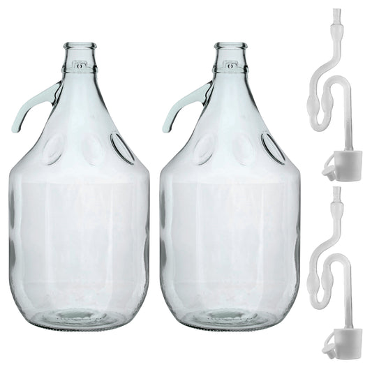 Glass Demijohn 5L 2 Pack Plain With Airlock & Bung