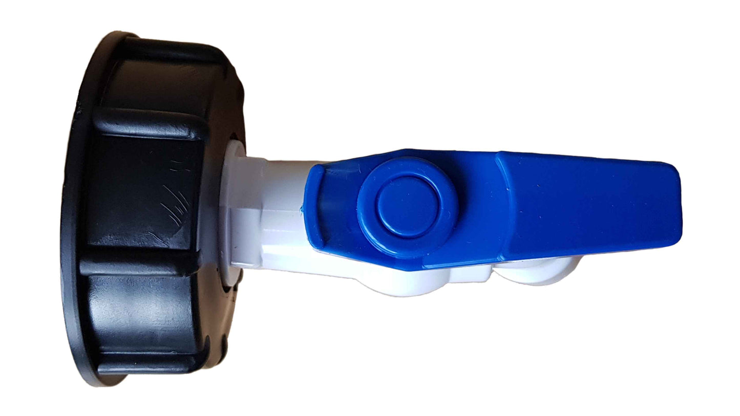 IBC 2” S60X6 Cap with White Blue Plastic Tap
