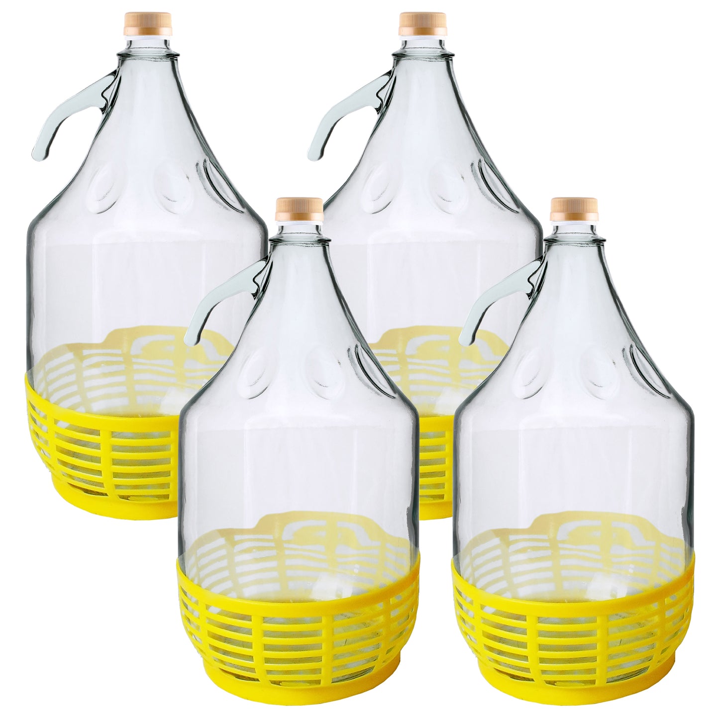 Glass Demijohn 5L With SCREW Top Cap & Yellow Protective Basket