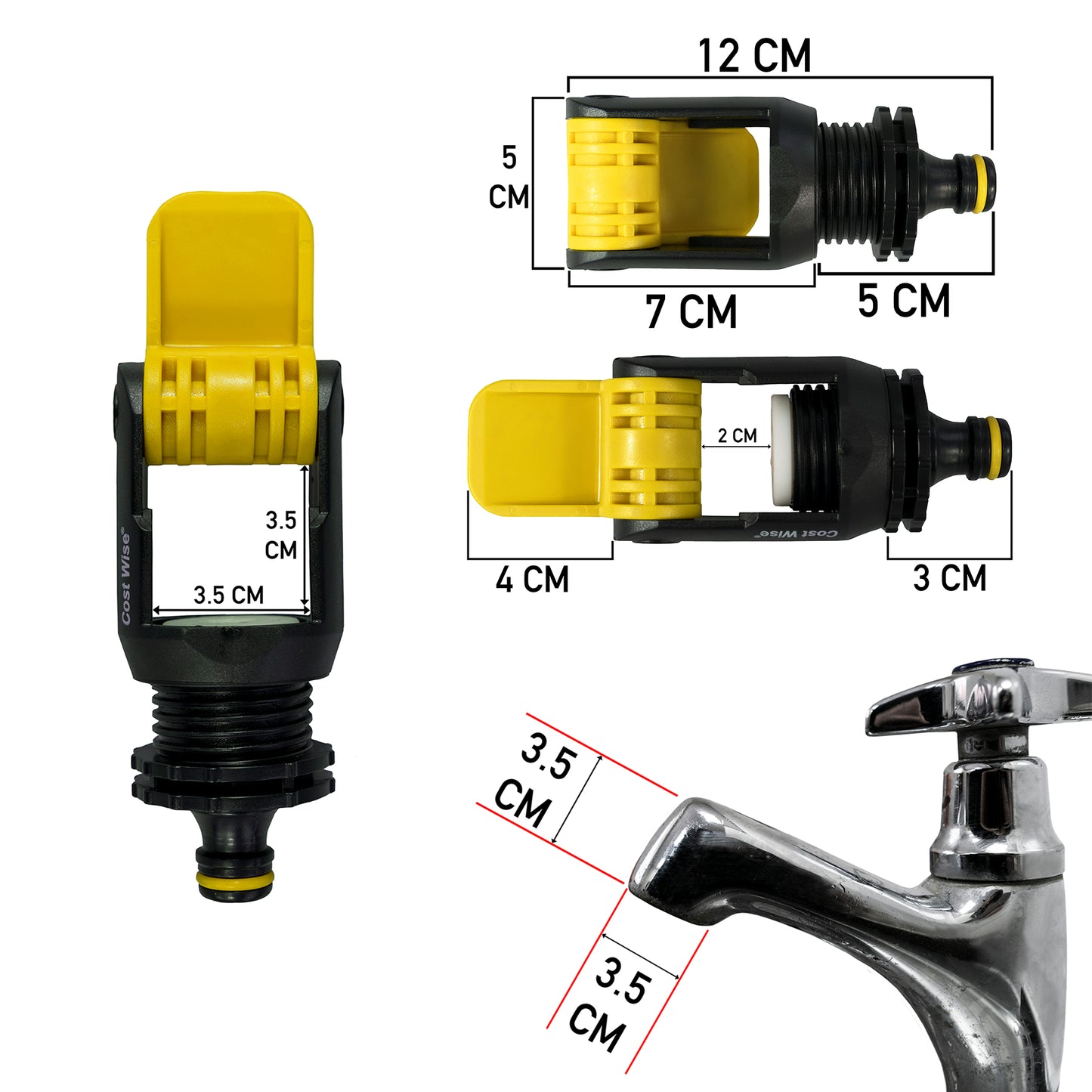 G/TAPCONKITCHEN001YELLOW - KITCHEN TAP ADAPTER YELLOW