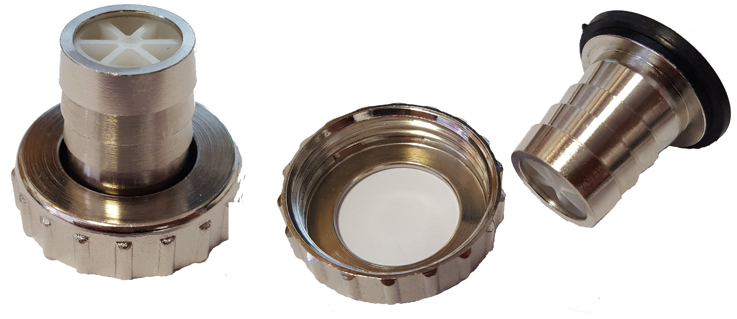 Tap Adaptor with 1" BSPF Inlet and 3/4" Barb Outlet Brass