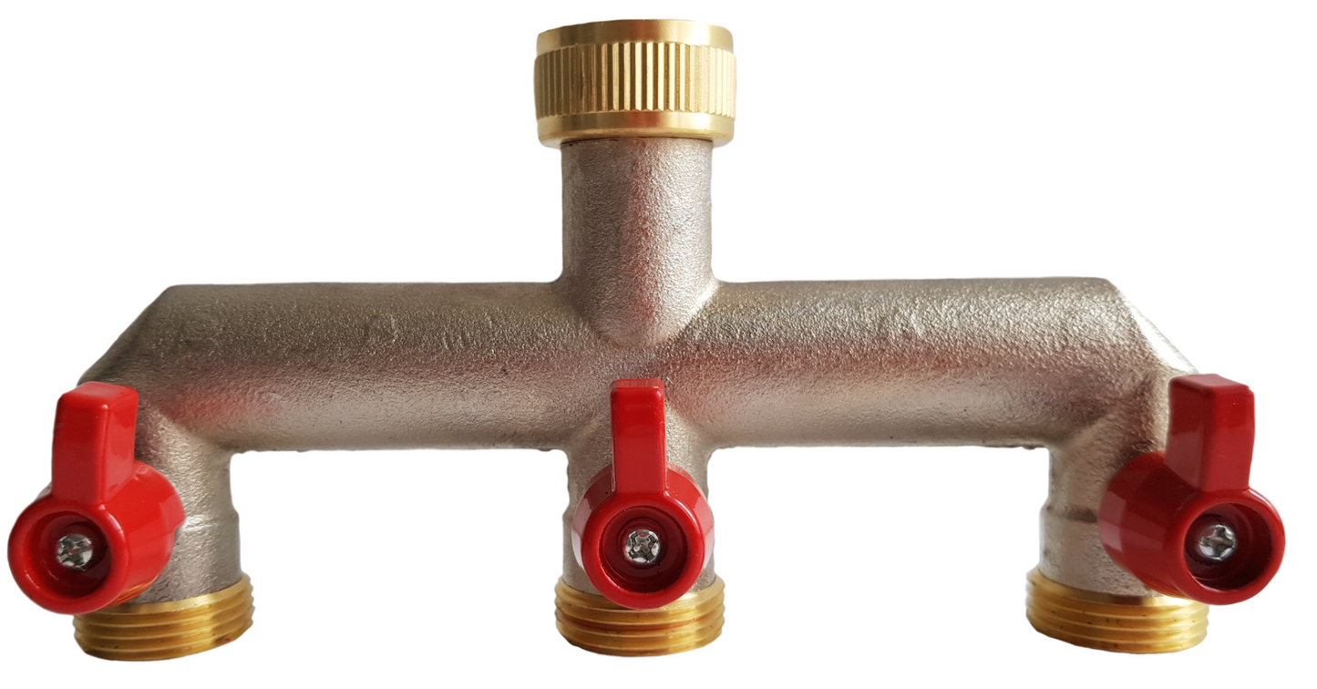 Three Way Tap Splitter Brass 3/4" BSP