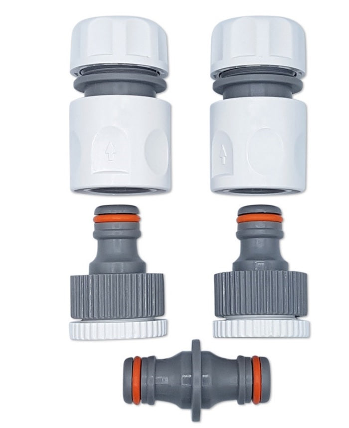 X001QVL0Y5 x1, Ultimate Hose Fitting Set - 2in1 Tap Connector & Threaded Faucet Adapter 3/4" or 1/2" BSP with Premium Hose End Connectors 1/2" or 5/8" - 2 Pack & Double Male Hose Connector. Set by MYPURECORE