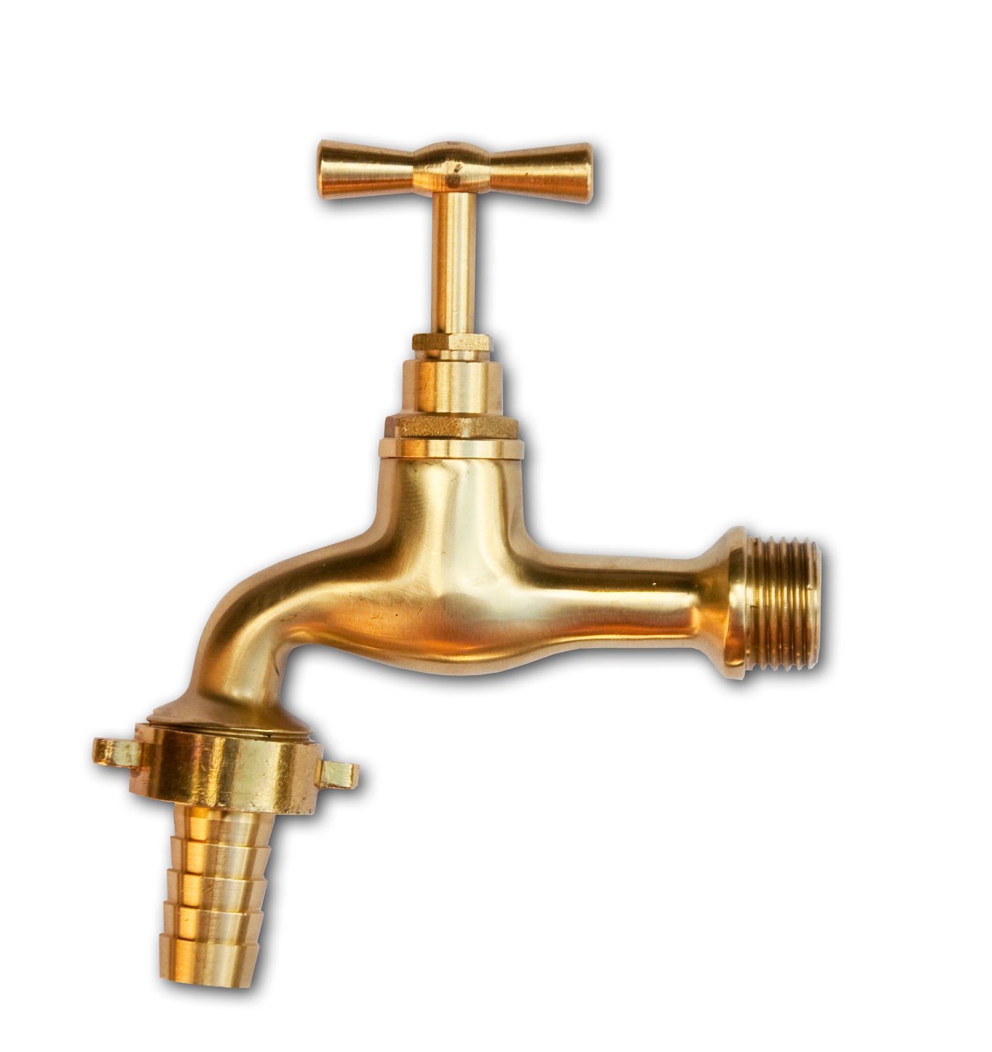 Garden Tap Polished Brass 1/2" BSPM - 15mm Barb
