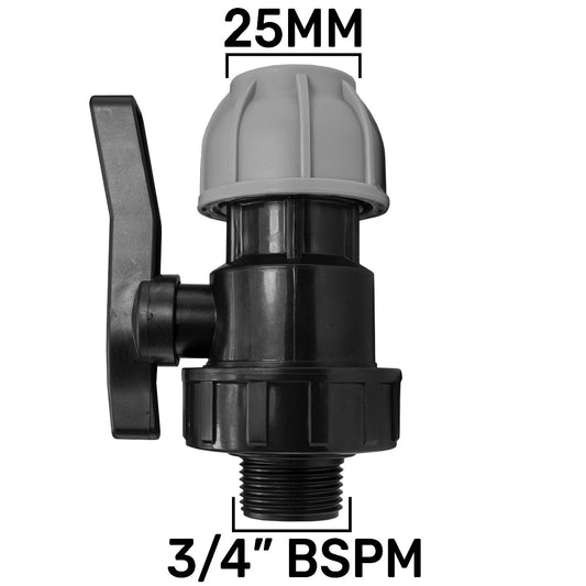 MDPE Valve 25mm - 3/4" BSPM