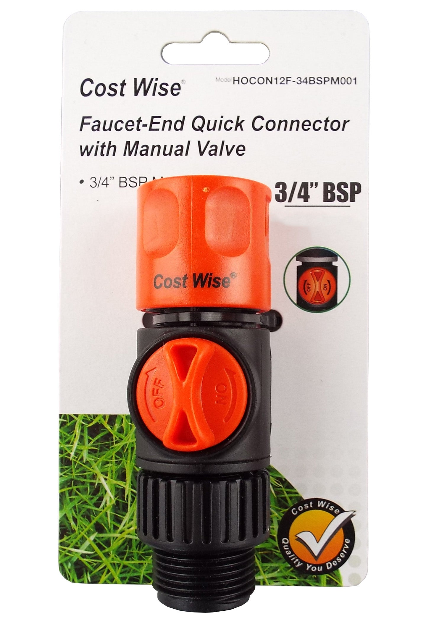 Cost Wise Female Connector with Valve and 3/4" BSPM Inlet