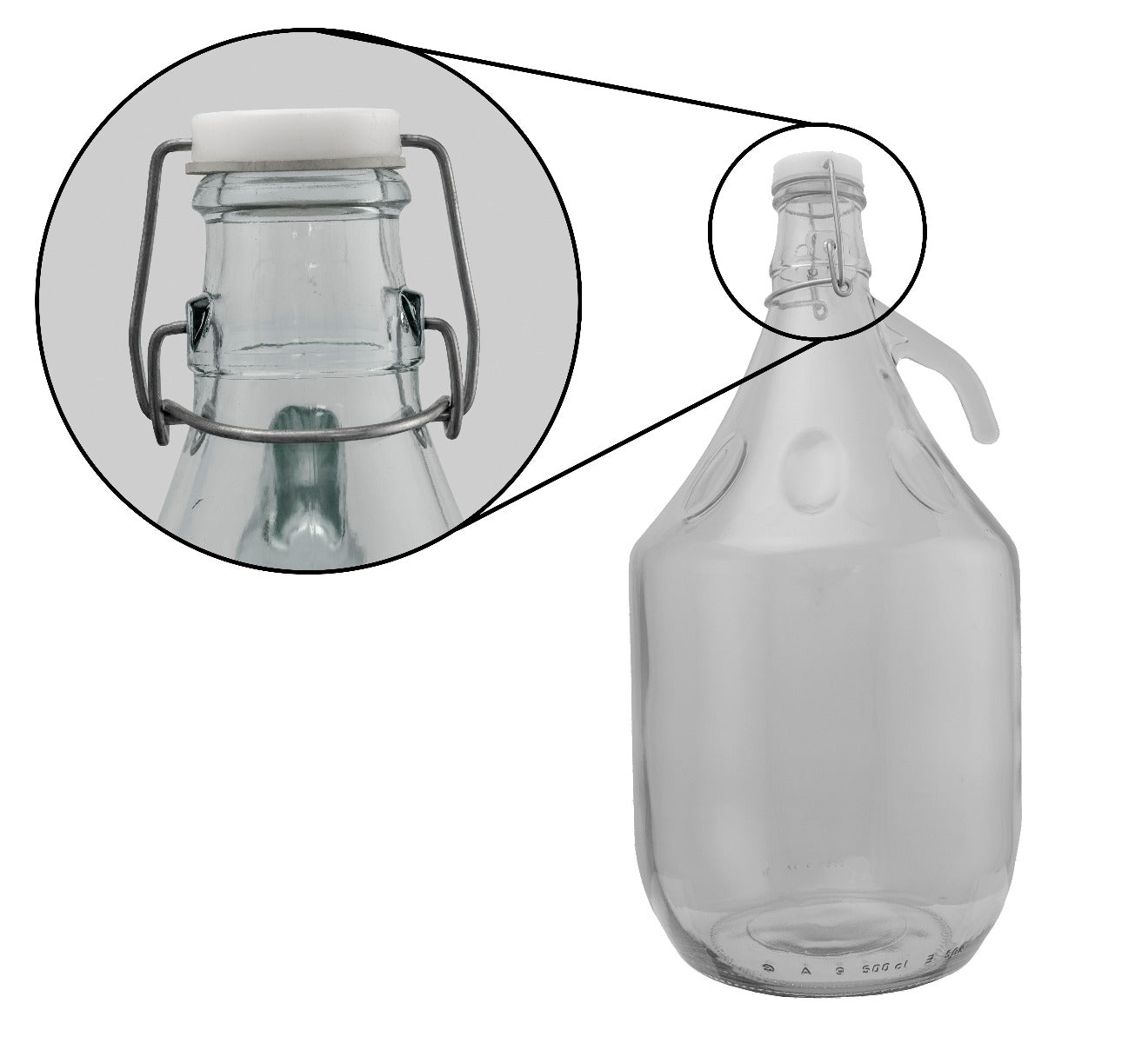 Glass Demijohn 5L 6 Pack Swing Top Cap