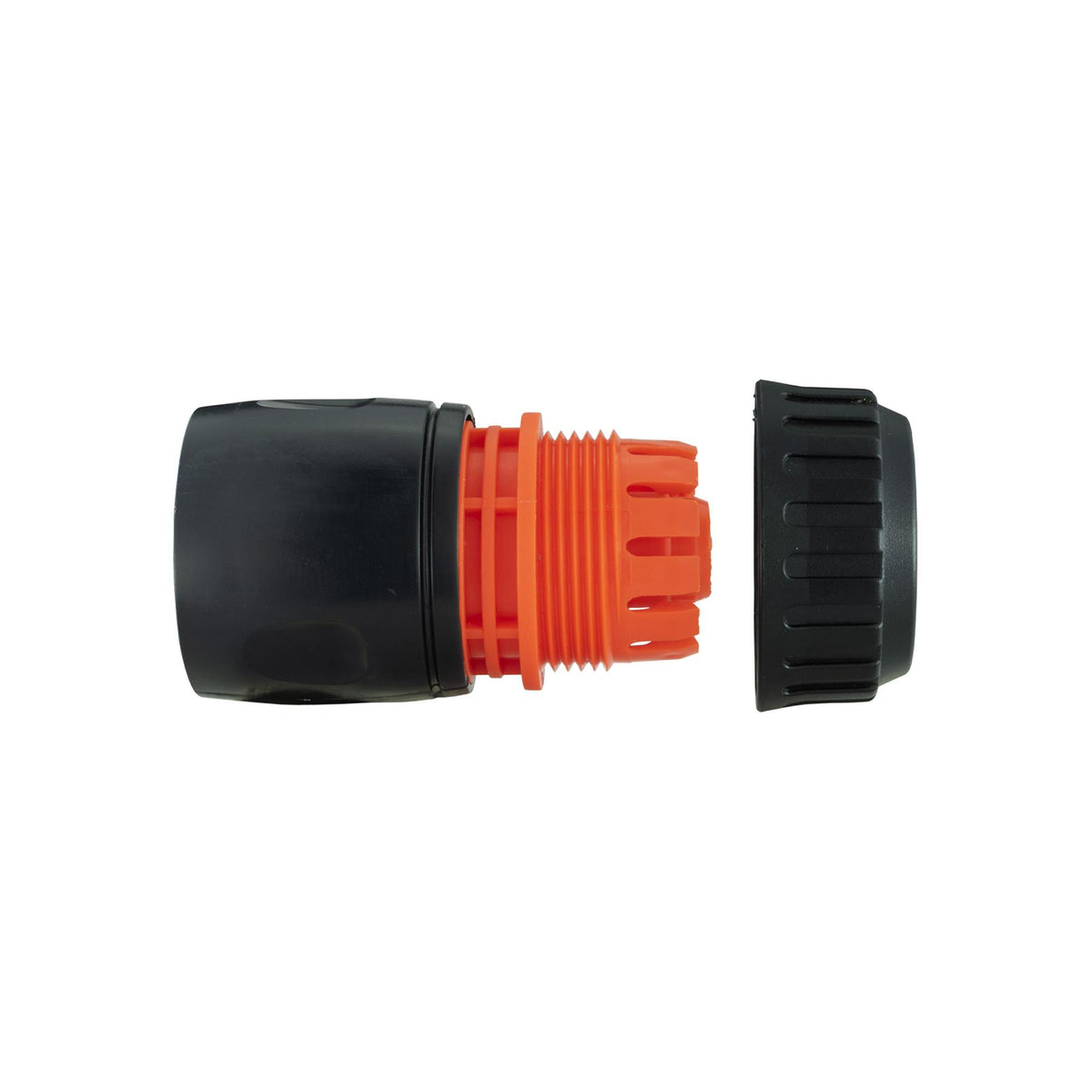 2-Way Tap Connector with 3/4" and 1" BSP Inlet and 2 x Hose Connectors (Black/Orange)