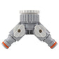 2-Way Tap Connector with 3 x Quick Connect Outlets and 3 x Standard 1/2" Hose Connectors (Grey/White)