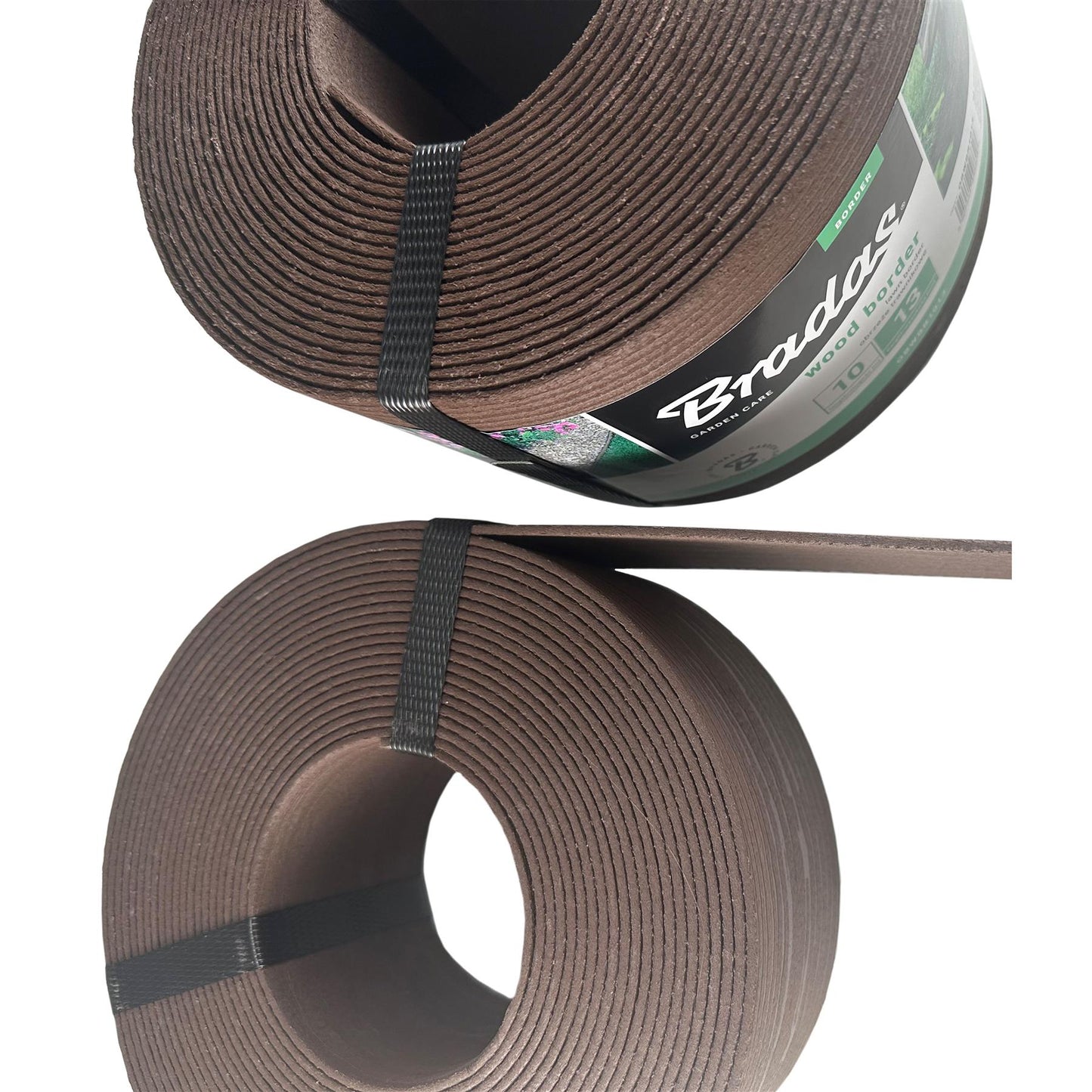 Lawn Edging Heavy Duty Wood Effect 78mm High, 2.8mm Thick, 10 Metre Roll