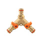 3 Way Male Snap-On Connector Brass with Valves and 3 x Brass Female Hose Connectors