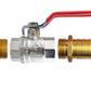 Ball Valve Lever 1" BSPF with 1 x Geka Type Claw Outlet and 1 x 25mm Barb Outlet