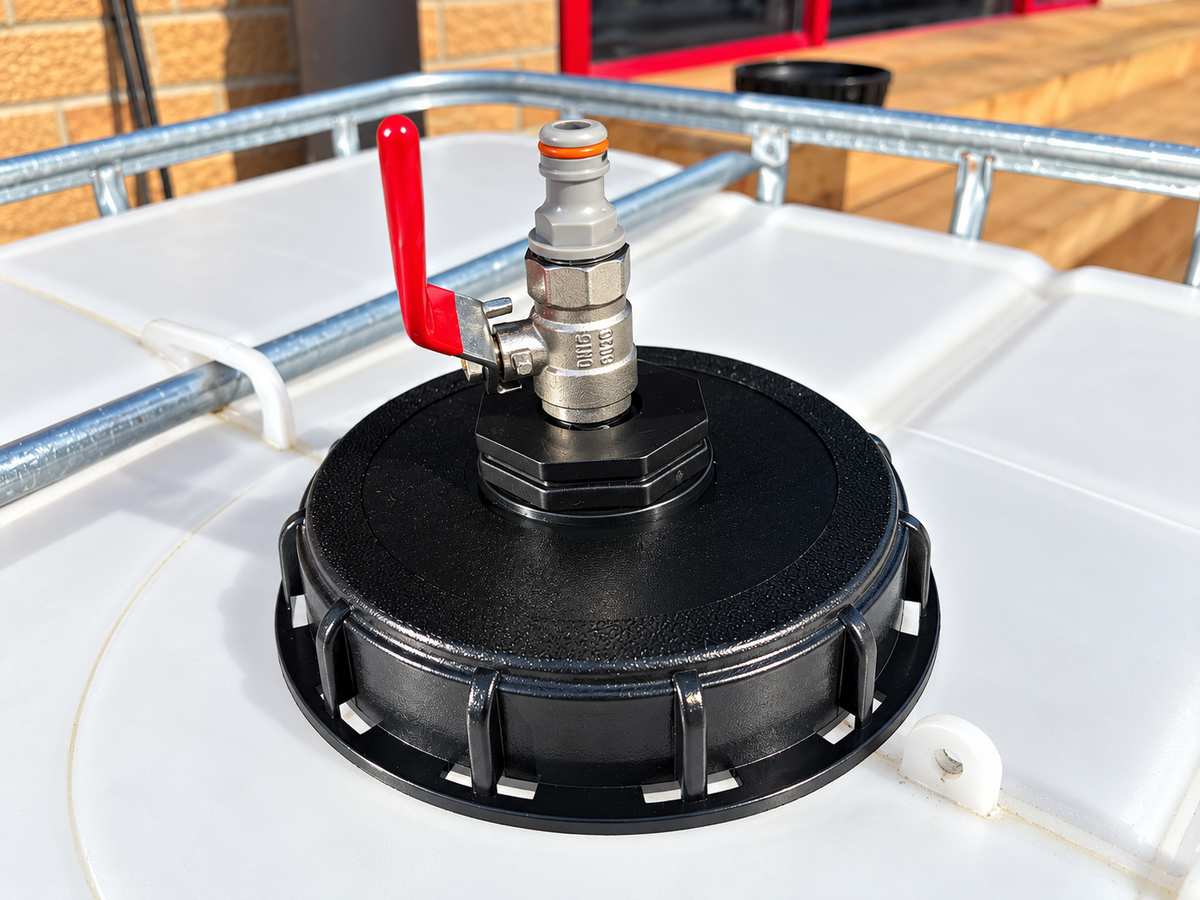 IBC 155mm Top Cap with 1/2" Metal Lever Valve and Quick Connector