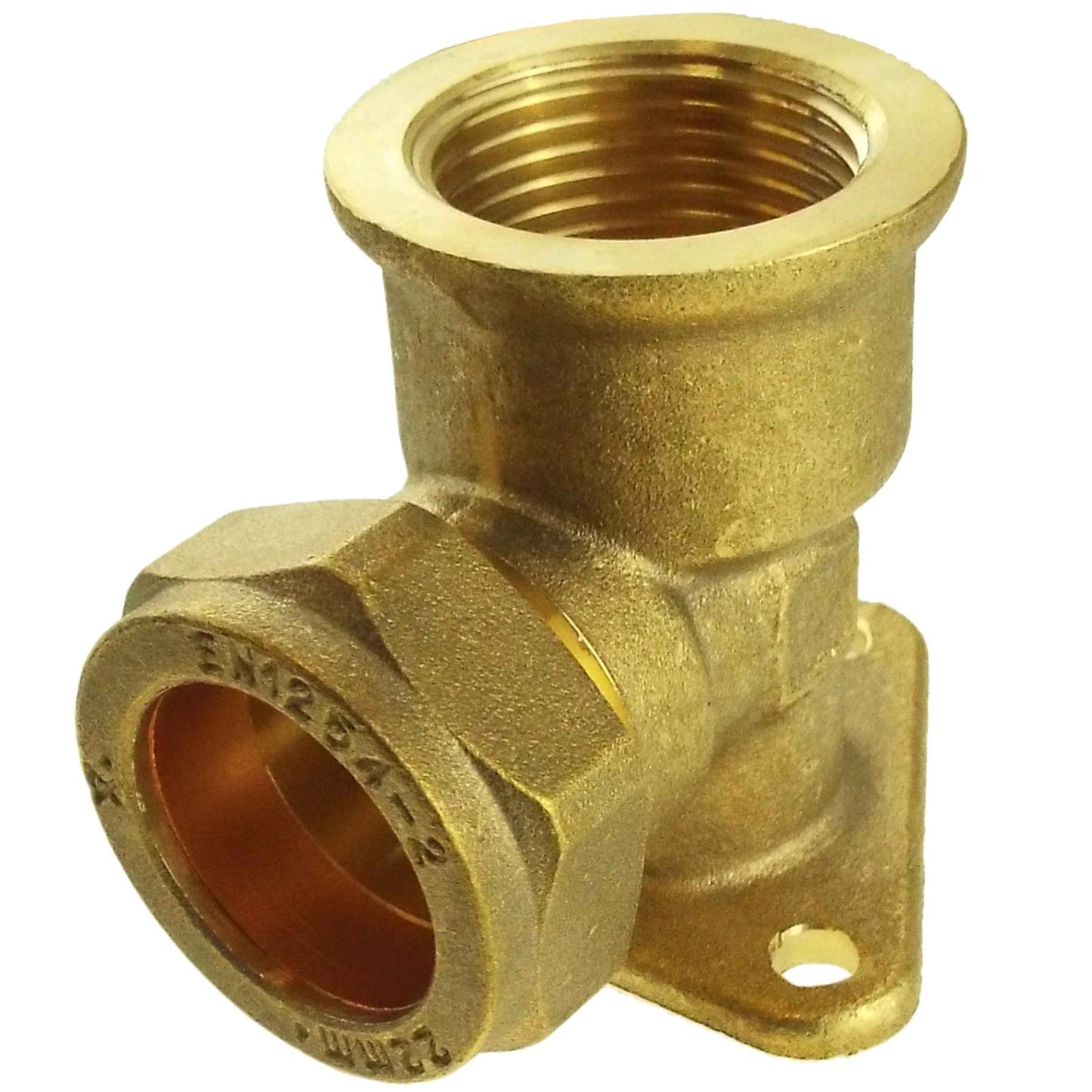 15mm Brass Wall Flange Kit with Garden Lever Double Tap Black/Blue and PTFE Tape Kit