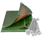 Green/Brown L-Grade Tarpaulin with 20 x 6" Bungee Balls (White)