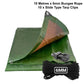 Green/Brown L-Grade Tarpaulin with 10m of 6mm Bungee Rope and 10 x Slide Type Tarp Clips