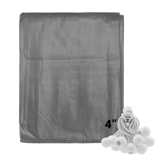Grey L-Grade Tarpaulin with 20 x 4" Bungee Balls (White)