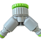 2-Way Tap Connector With Valves 1" or 3/4" BSP Female, Green/Gray