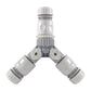 2-Way Tap Connector with 3 x Quick Connect Outlets and 3 x Standard 1/2" Hose Connectors (Grey/White)