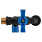 15mm Brass Wall Flange Kit with Garden Bib Double Tap Black/Blue and PTFE Tape Kit