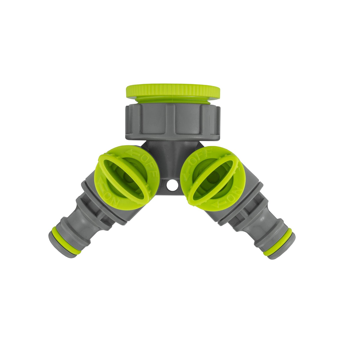 2-Way Tap Splitter Connector with 3 x Quick Connect Outlets (Lime)