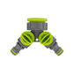 2-Way Tap Connector with 3 x Quick Connect Outlets and 3 x Standard 1/2" Hose Connectors (Lime)
