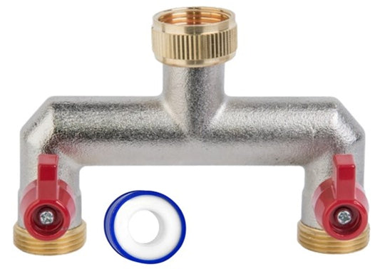 X00240N80B x1,  2-Way Brass Garden Hose Tap Splitter & PTFE Tape