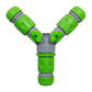 2-Way Tap Connector with 3 x Quick Connect Outlets and 3 x Standard 1/2" Hose Connectors (Grey/Lime)