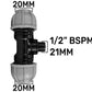 MDPE Tee 20mm - Valve - 15mm Copper Fitting Kit