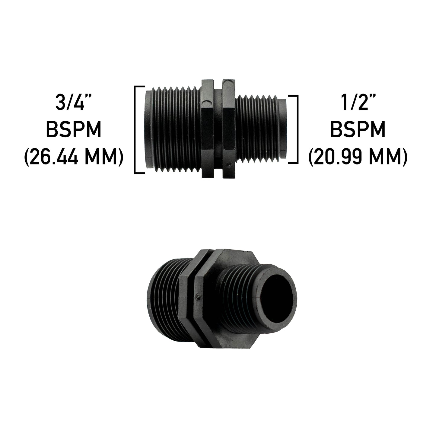 Reducing Nipple 3/4” BSP – 1/2” BSP Male
