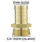 Ball Valve Lever 3/4" BSPF with 1 x Geka Type Claw Outlet and 1 x 19mm Barb Outlet