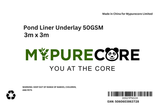 X0021PNG3X X 30, MYPURECORE 50gsm Pond Liner Underlay 3m x 3m - Tear-Resistant, Durable Garden Pool Foundation - Perfect for Wildlife and Decorative Ponds