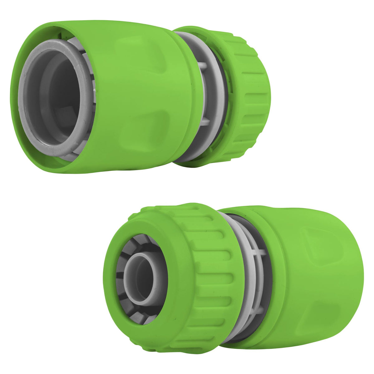 2-Way Tap Connector with 3 x Quick Connect Outlets and 3 x Standard 1/2" Hose Connectors (Grey/Lime)
