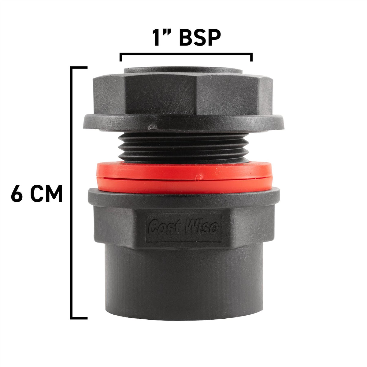 Water Butt Connector 1" BSP with Garden Lever Tap with Geka Type Claw and 3/4" Hose Barb Connector