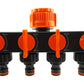 4-Way Splitter with Valves Black/Orange