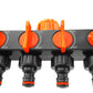 4-Way Splitter with Valves Black/Orange