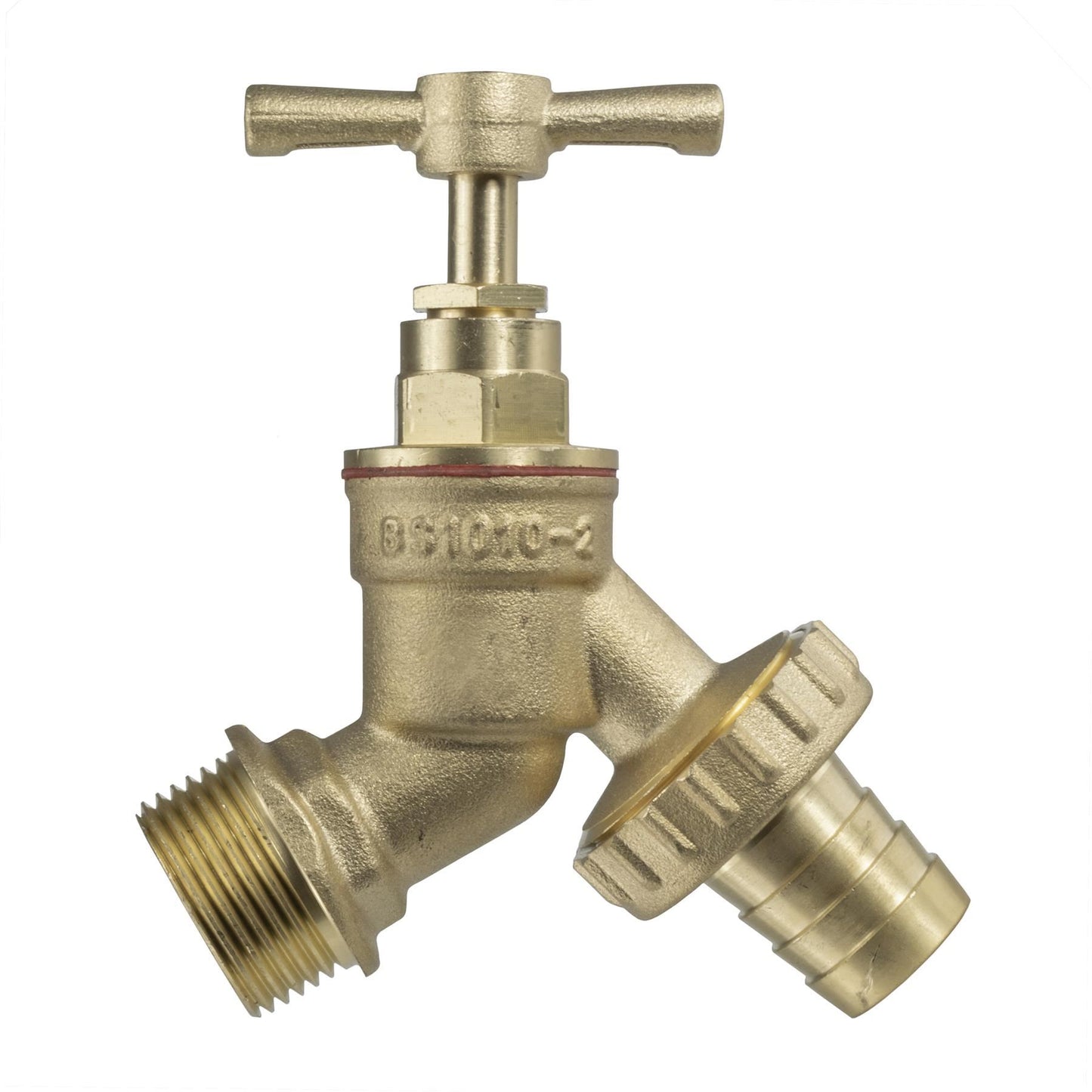 Brass Bib Tap 1/2" Barb with MDPE Tee 20mm - 1/2 " BSPF