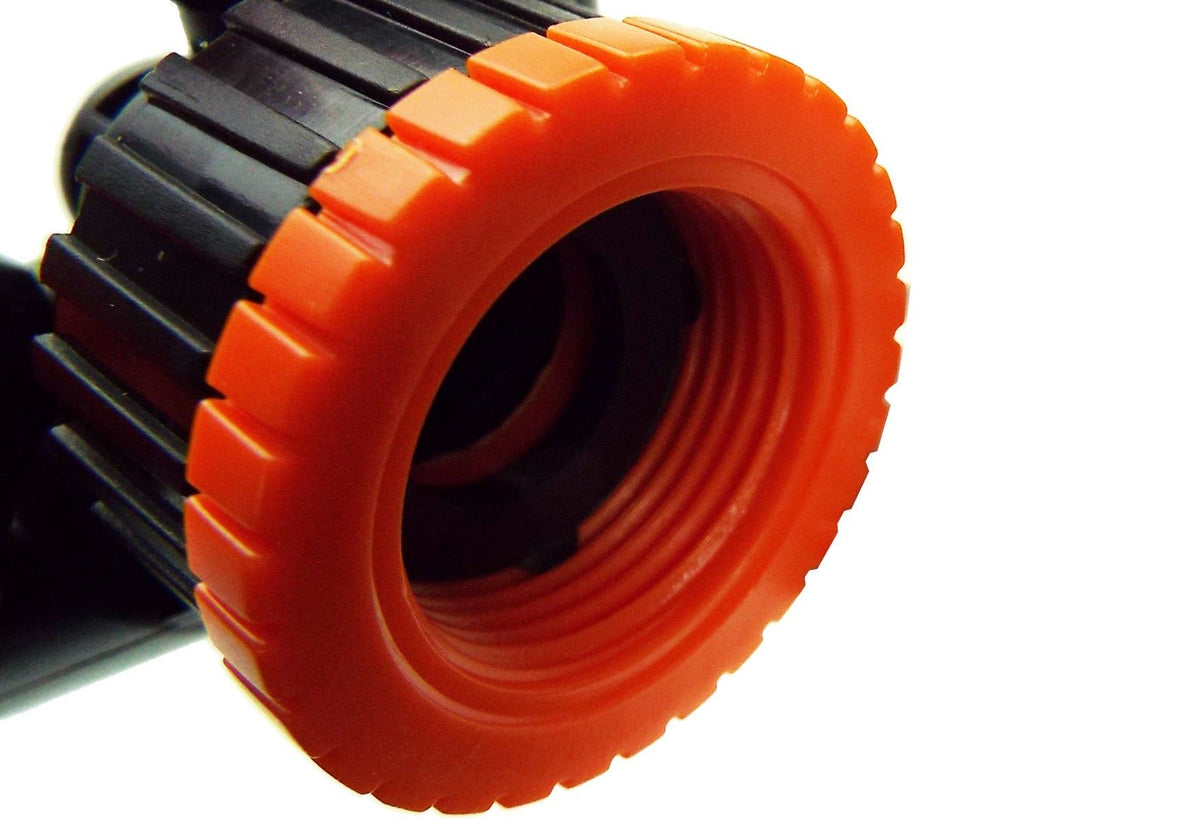 2-Way Tap Splitter Connector with 3 x Quick Connect Outlets (Black/Orange)