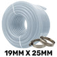 Clear Braided PVC Tech Hose 19*25*3mm 7/28BAR with 2 x A2 Hose Clips Kit