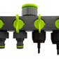 4-Way Valved Splitter Lime with Two Quick Connect and Two 4mm Barb Micro Outlets