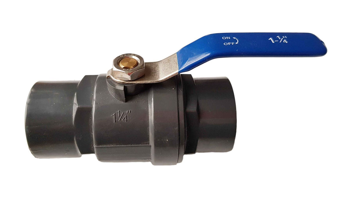 1.25” BSPF PP Stopcock with Stainless Steel Ball Valve 40mm Barb Ends