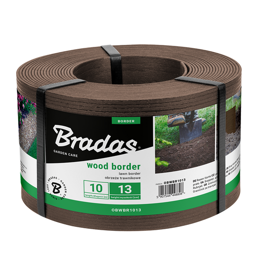 Lawn Edging Heavy Duty Wood Effect 130mm High, 2.8mm Thick, 10 Metre Roll