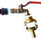 Water Butt Connector 1" BSP with Garden Lever Tap with Geka Type Claw and 3/4" Hose Barb Connector